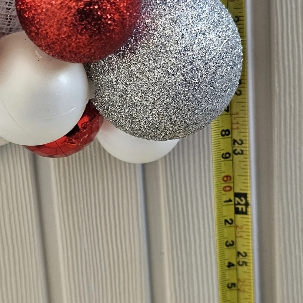 Handmade Christmas Ornament Candy Cane Wreath. Red and white holiday decor